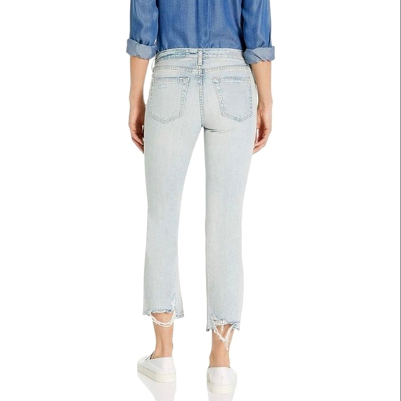 Adriano Goldschmiede The Jodi Crop High Rise Slim Flare Distressed Hem Jeans W32 - Picture 2 of 16